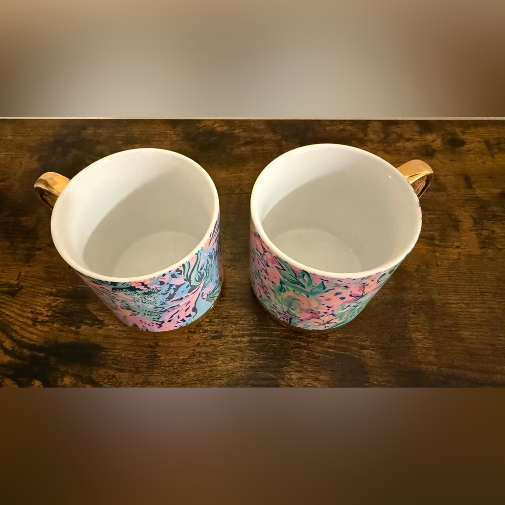 Lilly Pulitzer Colorful Floral Mugs with Gold Accents - Picture 2 of 8